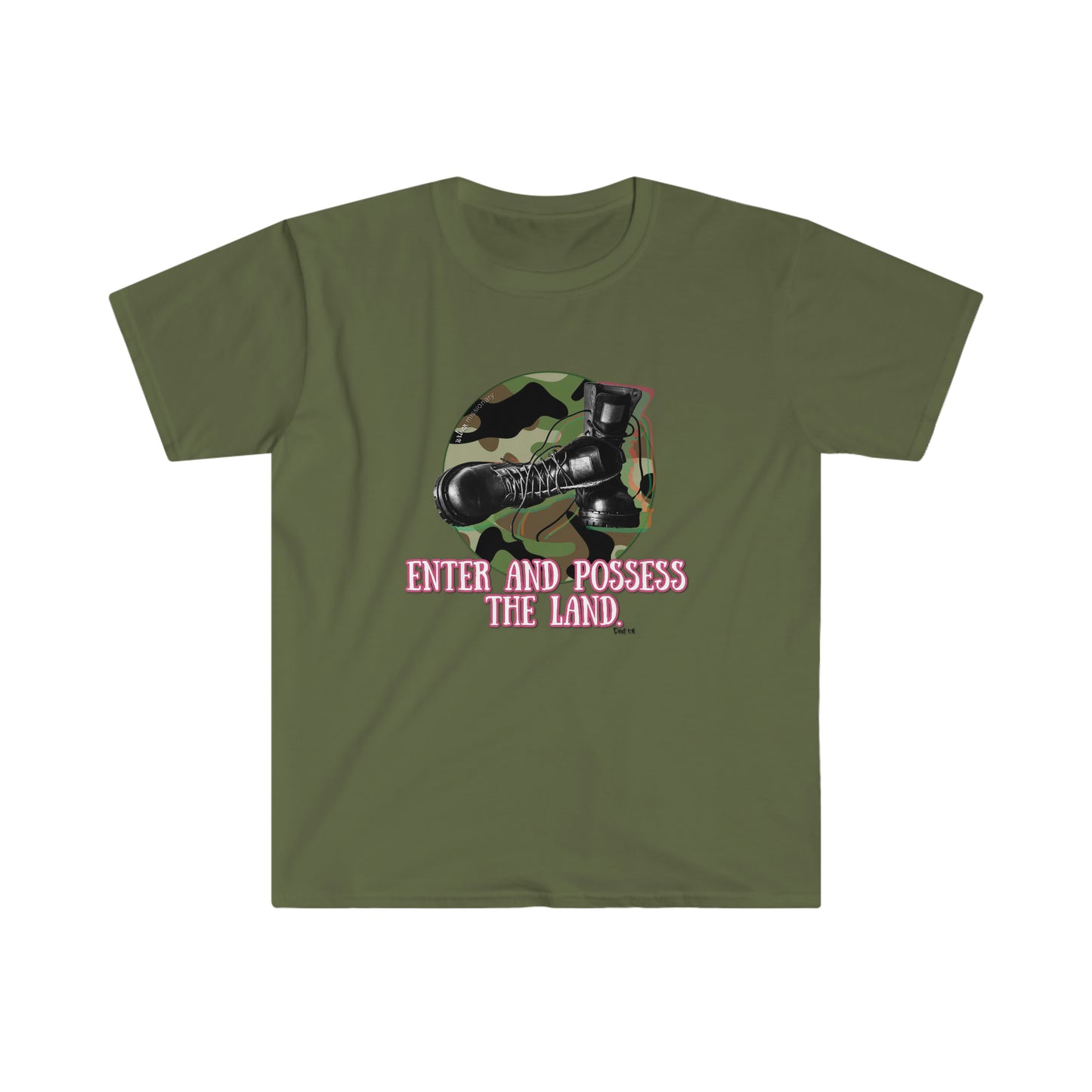 Enter & Possess the Land (Camo) - Unisex Softstyle T-Shirt